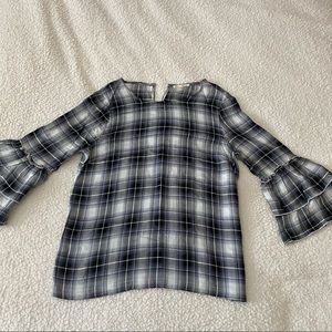 Jane and Delancey || blue gray bell sleeve flannel